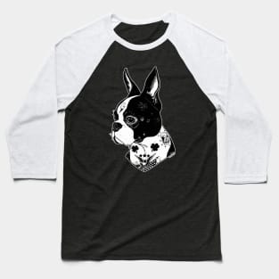 Tattooed Boston Terrier Baseball T-Shirt